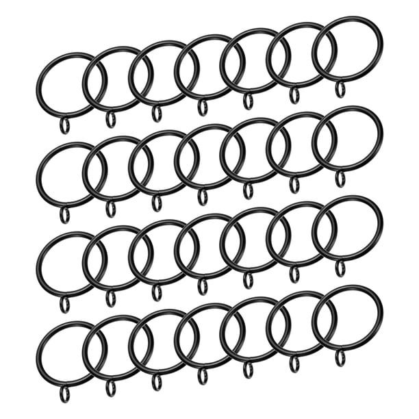 Uxcell 28 Piezas Anillos de Barra de Cortina de Acero Metálico para Hogar Oficina con Ojales 1.5 pulgadas Negro