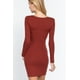 thumbnail image 4 of Vestido Mini de Canalé con Escote en V y Manga Larga, 4 of 5