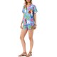 thumbnail image 4 of Conjuntos hawaianos para mujeres Regreso a clases 2 piezas Camisa con botones y pantalones cortos Florales Trajes casuales de playa para vacaciones tropicales 2026 S Azul, 4 of 6