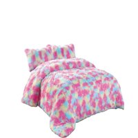 Genérico - Plumon Peludo 2 Plazas Rosa Jaspeado