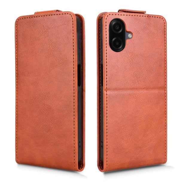 Funda tipo folio para Samsung galaxy A07 con soporte magnético y protección para la cámara Marrón