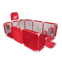 Mundo Online - Corral De Seguridad Bebe 180 Cm. Con Aro Y Arco + 50 Pelotitas Rojo