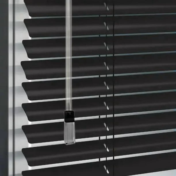 Persiana de Aluminio color Negro, Alto Ajustable máximo de 140 cm x Ancho a Elección para Sala, Living, Oficina o Escritorio (160 cm de Ancho x 140 cm de Alto)