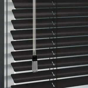 Bertex - Persiana De Aluminio Color Negro, Alto Ajustable Máximo De 230 Cm X Ancho A Elección Para Sala, Living, Oficina O Escritorio (130 Cm De Ancho X 230 Cm De Alto)