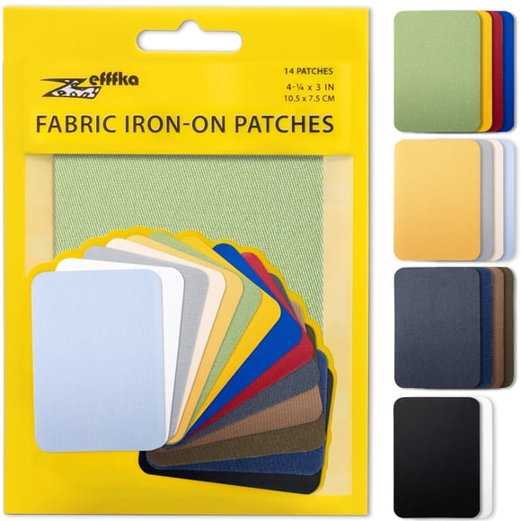 Kit de reparación de parches termoadhesivos ZEFFFKA, 100% algodón, 14 piezas