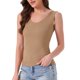 thumbnail image 4 of Camiseta de pijama de mujer sin mangas de modal con cuello en U, ropa de descanso básica, camisetas de verano para dormir, talla S, color caqui, 4 of 6
