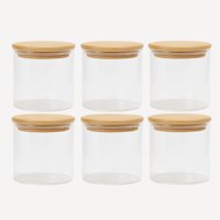 Genérico - Set 6 Frascos Para Condimentos Especias Tapa Bambú 250Ml