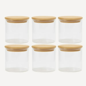 Genérico - Set 6 Frascos Para Condimentos Especias Tapa Bambú 250Ml