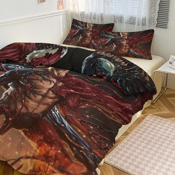 Venom Print Bedding Set Pattern Duvet Cove Set 3 Pieces 1 Quilt Cover And 2 Pillowcases for Women Men Teens