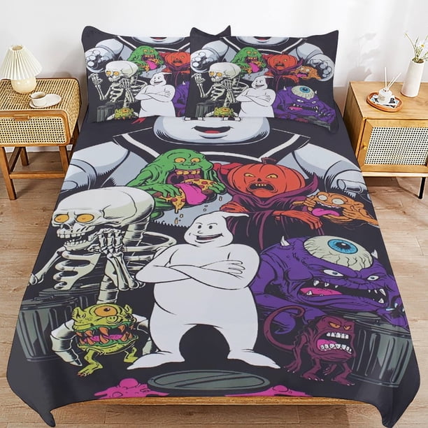 x596 Ghostbusters Bed Duvet Cover Microfiber Bedding Sets 3D Printed Lightweight 3 Piece Comforter Sets, 1 Duvet Cover And 2 Pillow Shams for Kids Boys Girls 90"x90" jn596