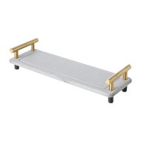 Bothyi - Organizador Para Fregadero De Cocina, Almacenamiento Impermeable, Bandeja De Mostrador Versátil Simple, Estante Con Mango De Oro Gris