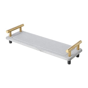 Bothyi - Organizador Para Fregadero De Cocina, Almacenamiento Impermeable, Bandeja De Mostrador Versátil Simple, Estante Con Mango De Oro Gris