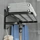 thumbnail image 4 of Maximize Your Bathroom Space with our Stylish 1pc Punch Free Folding Towel Rack - Wall-Mounted Shower Hanger with Hook and Bathroom Shelf in Black/Gray, 4 of 4