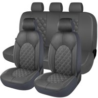 Juego Completo De Fundas De Asiento De Coche Caromop De Piel Sintética De Lujo, Color Gris