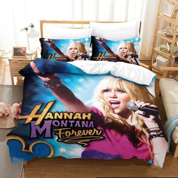 Hannah Montana Bedding Set Boys Girls Duvet Cover Pillowcase Bed boys Adult Home Textileextile