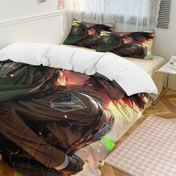 Attack on Titan Anime Home Bed 3-piece Set Classic Japanese Anime Polyester Wash Student Dormitory Set