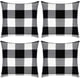 thumbnail image 1 of Juego de 2 fundas de cojín cuadradas a cuadros para exteriores, de lino y algodón en blanco y negro, para decoración de Pascua, para el hogar, el coche, la cama y el sofá, 45,7 x 45,7 cm., 1 of 7