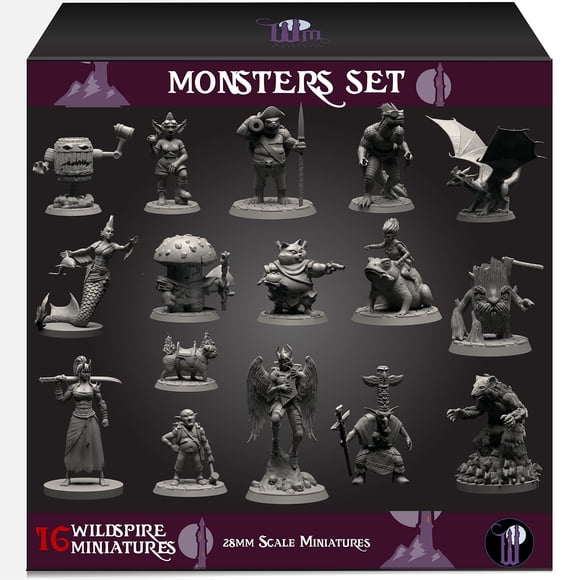Figuras Wildspire Monsters Pack Booster de DND Miniatures, 16 figuras