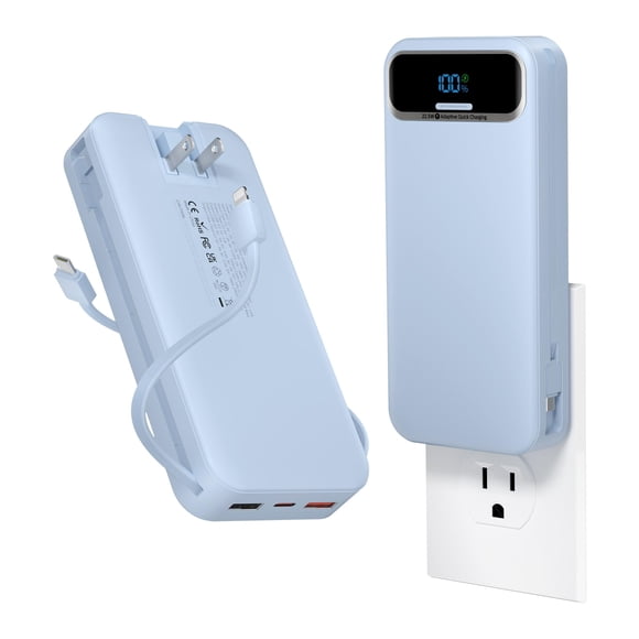 Power Bank aonidi 20000 mAh con cables integrados – Azul