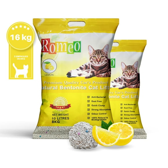 Arena absorbente para gatos aroma Limón 16kg