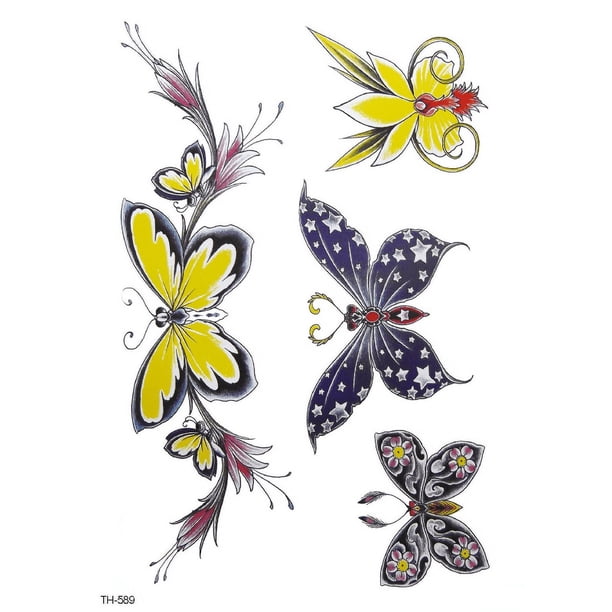 Waterproof Temporary Tattoos for Women - Sexy Waist Designs with Butterfly, Rose, Skull, and Gun Patterns - Cover Scars and Enhance Your Look