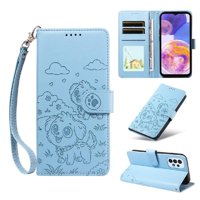 Funda Billetera Foxdock Compatible Con Samsung Galaxy A23 4G/5G, Diseño Perrito Tierno, Ranuras Para Tarjetas Y Soporte Plegable