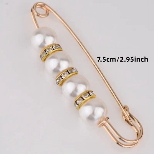 Women's Sweater Shawl Clips - Faux Pearl Brooch Pins for Dresses, Pants & Skirts - Safety Pin Decor
