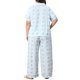 thumbnail image 5 of Agnes Orinda Conjunto de Pijama de Talla Grande para Mujer con Botones, Lazo Lindo, Estampado de Rayas, Manga Corta, Parte Superior y Pantalones Largos, Ropa de Dormir Suave de 2 Piezas 5X Azul, 5 of 8