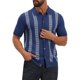 thumbnail image 5 of Camiseta Polo de Hombre de Jacquard de Manga Corta con Botones Abajo Camisetas de Golf de Punto 2XL Azul Marino, 5 of 6