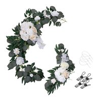 Magideal - 2X Flor Swag Decoración Boda Señal De Bienvenida, Guirnaldas Guirnaldas Guirnalda Para Puerta Frontal Decoración De Pared Fiesta Recepción Champán