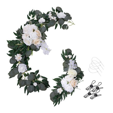 Magideal - 2X Flor Swag Decoración Boda Señal De Bienvenida, Guirnaldas Guirnaldas Guirnalda Para Puerta Frontal Decoración De Pared Fiesta Recepción Champán