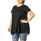 thumbnail image 1 of Agnes Orinda Blusas de Talla Grande para Mujer, Camisetas de Verano con Cuello Redondo, Sueltas, de Manga Corta, Tejidas, Camiseta Holgada, Casual 2X Negro, 1 of 8