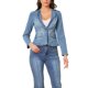 thumbnail image 1 of INSPIRE CHIC Chaqueta de Jean Elástica para Mujer de Regreso a Clases con Cuello de Solapa Un Botón Manga Larga Chaquetas de Mezclilla de Trabajo L Azul Claro, 1 of 6