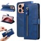thumbnail image 1 of Funda tipo cartera para iPhone 16 Pro Max con bolsillo con cremallera y ranuras para tarjetas – Función de soporte Azul, 1 of 6