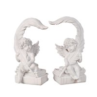 Bothyi - 2 Figuras De Ángel Con Plumas, Adornos, Regalo De Granja, Esculturas De Querubines