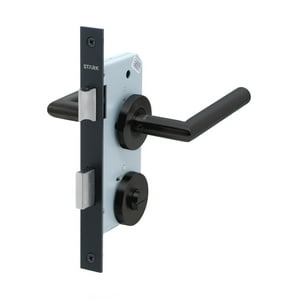 Stark Design - Cerradura De Embutir Función Baño, Seguro Interior / Ranura Emergencia Exterior. Manillas Modelo: Tutu. (Negro Mate). Sku: Sde230-Bl.Kit.Tutu