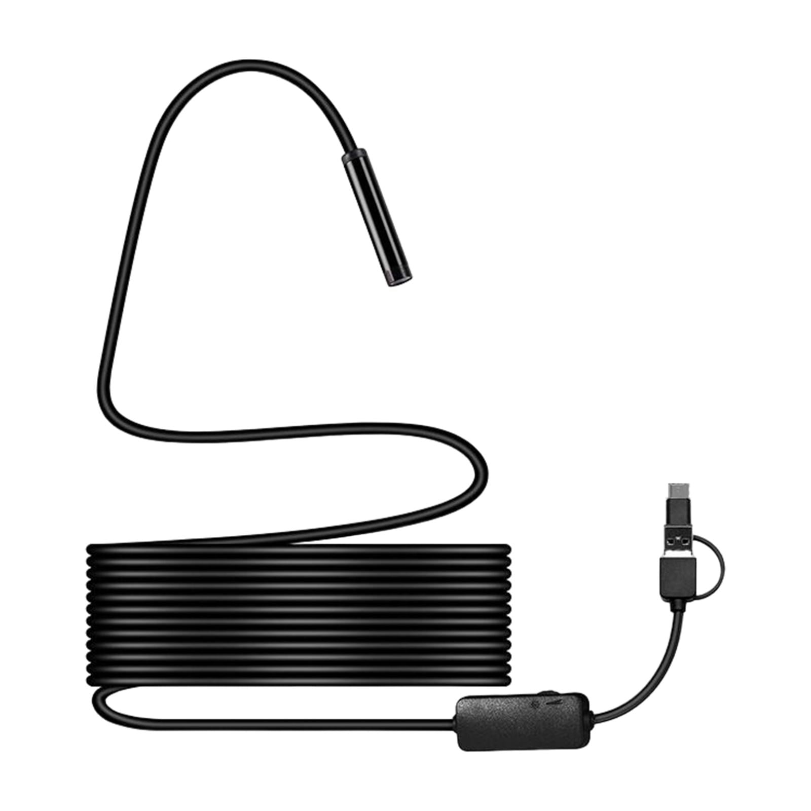 Magideal - Endoscopio Usb 3 En 1 De 5,5 Mm Con 6 Luces Led Ajustables, Boroscopio Impermeable Usb Cable Rígido De 5 M