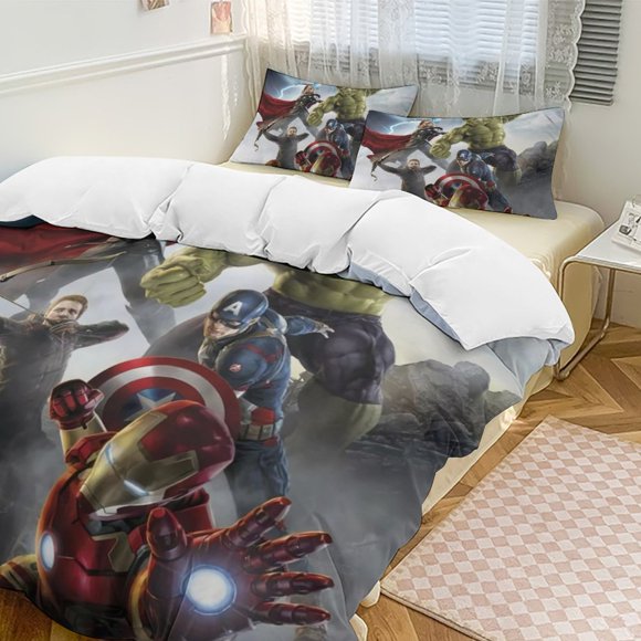 Captain AmericaCartoon Collection 3-Piece Comforter Set, Personalized Bedding Decor for Kids And Teens Bed Sheets