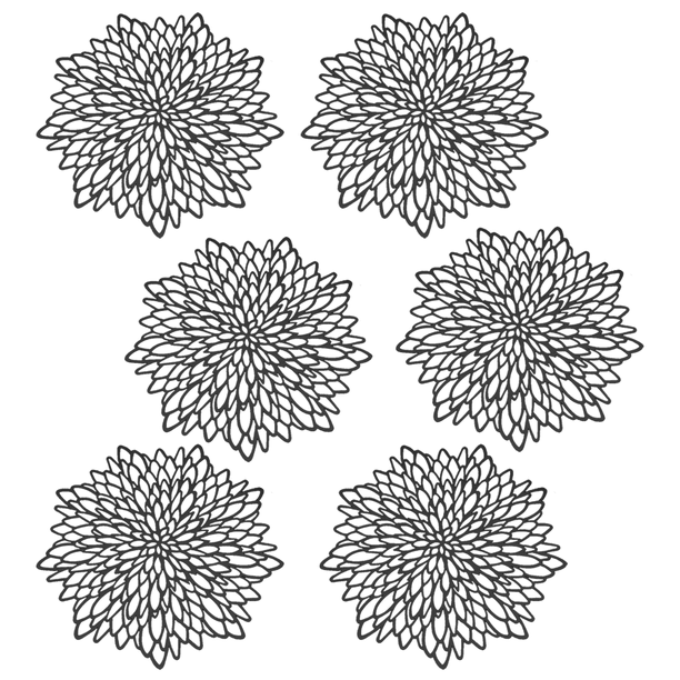 Paquete de 6 manteles individuales redondos metálicos de oro rosa con hojas de vinilo laminado para mesa de comedor decorativas