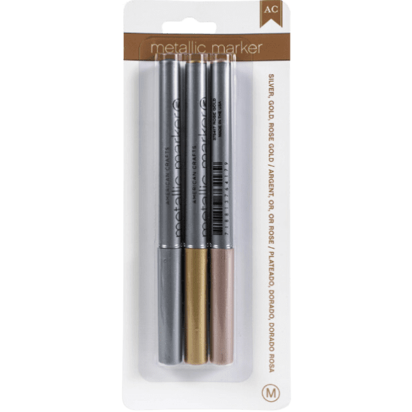 American Crafts Lápices Metálicos 3ú. Plateado-dorado Y Dorado Rosa