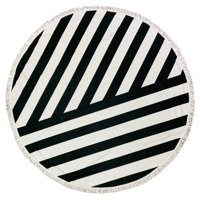 Zahr - Toalla Playa Redonda Estampada Lineas B Y N