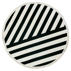 Zahr - Toalla Playa Redonda Estampada Lineas B Y N