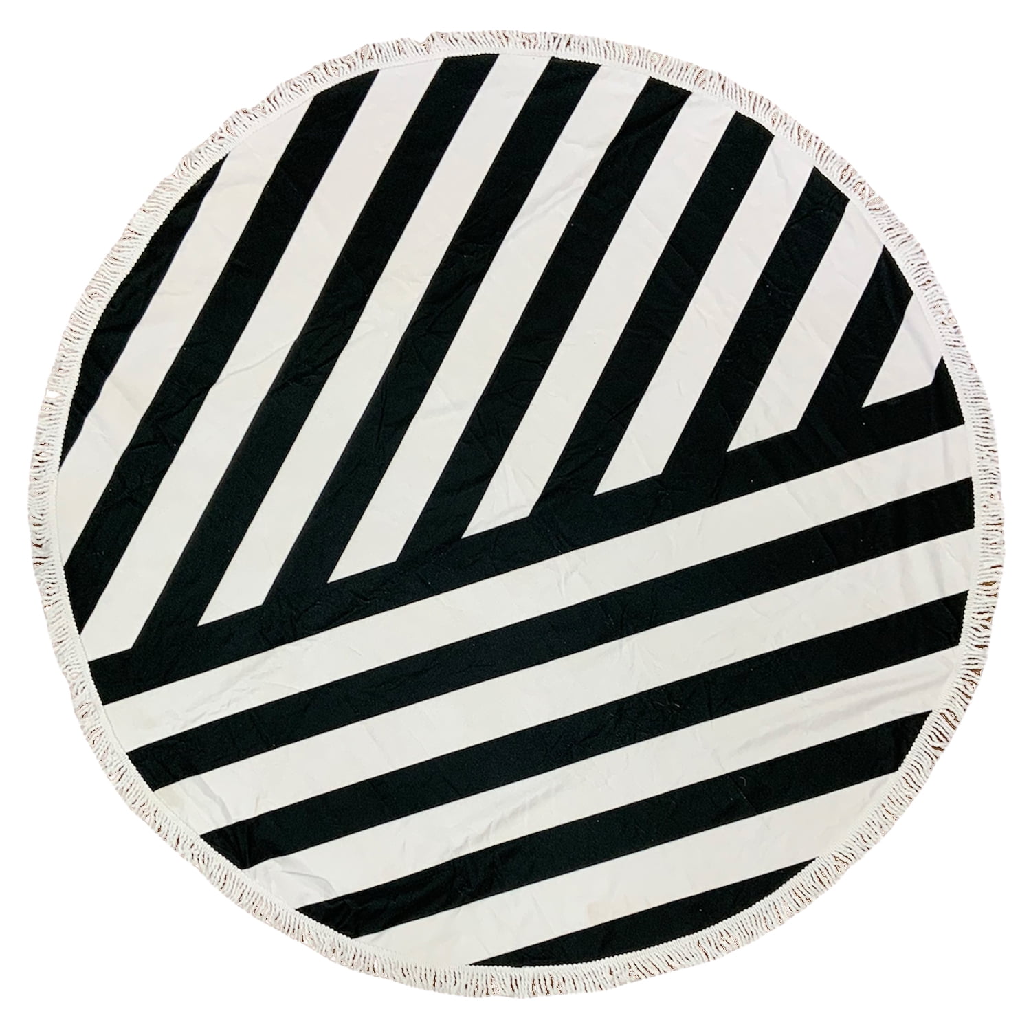 Zahr - Toalla Playa Redonda Estampada Lineas B Y N