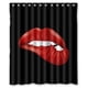 thumbnail image 1 of Cortina de ducha con diseño de labios rojos, juego de cortina de baño con ganchos, tamaño 60 x 72 pulgadas, 1 of 3