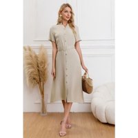 Likeshop - Vestido Largo Primavera Mujer Semi Formal Casual Con Mangas Premium323