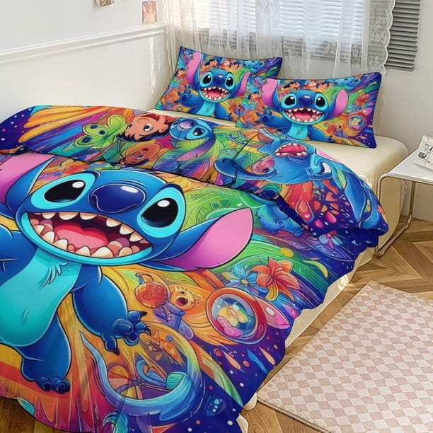 Stitch Print Bedding Set Pattern Duvet Cove Set 3 Pieces 1 Quilt Cover And 2 Pillowcases for Women Men Teens