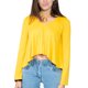thumbnail image 1 of Jess por Meiko Top Corto con Cuello en V con Recortes, Halter, Manga Larga y Dobladillo Irregular para Mujer Amarillo Talla S, 1 of 6