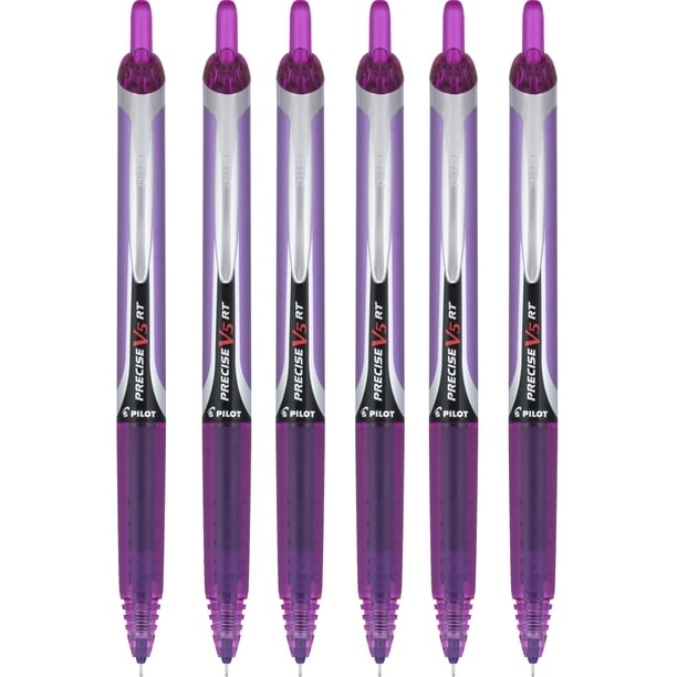 Bolígrafos con ruedas PILOT Precise V5 RT, extrafinos, 0,5 mm, 6 unidades, color morado