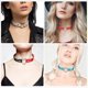 thumbnail image 5 of Uxcell 1Pcs Collar Ajustable de Cuero PU con Corazón, Estilo Gótico Punk para Mujeres, Rosa Blanco, 5 of 6