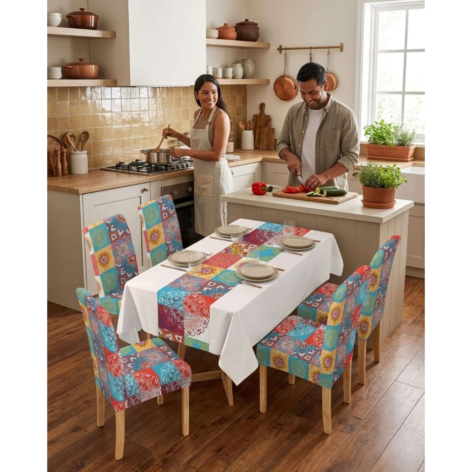 Myl Todo Hogar - Set Comedor 6 Personas Mantel Antimanchas Y Fundas De Silla